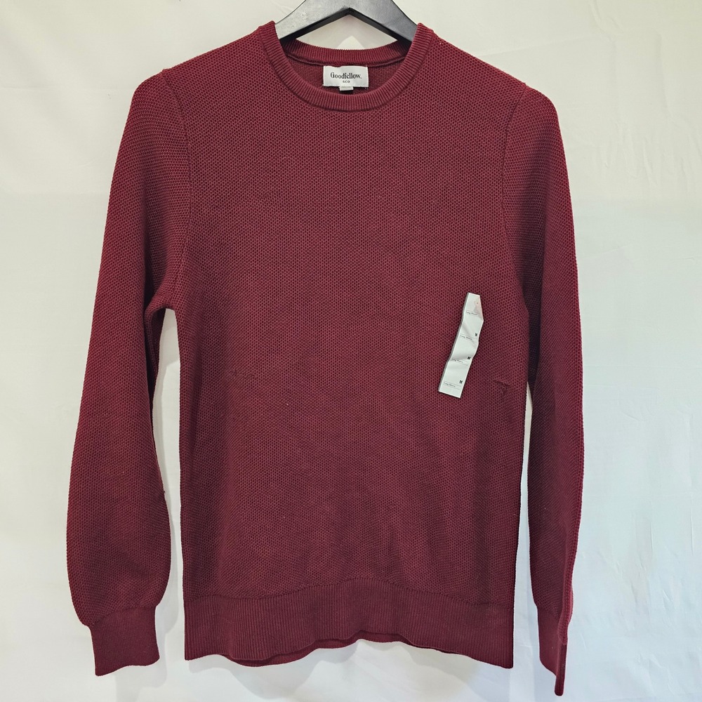Goodfellow & Co Mens Burgundy Textured Knit Crewneck Sweater Size M Maroon